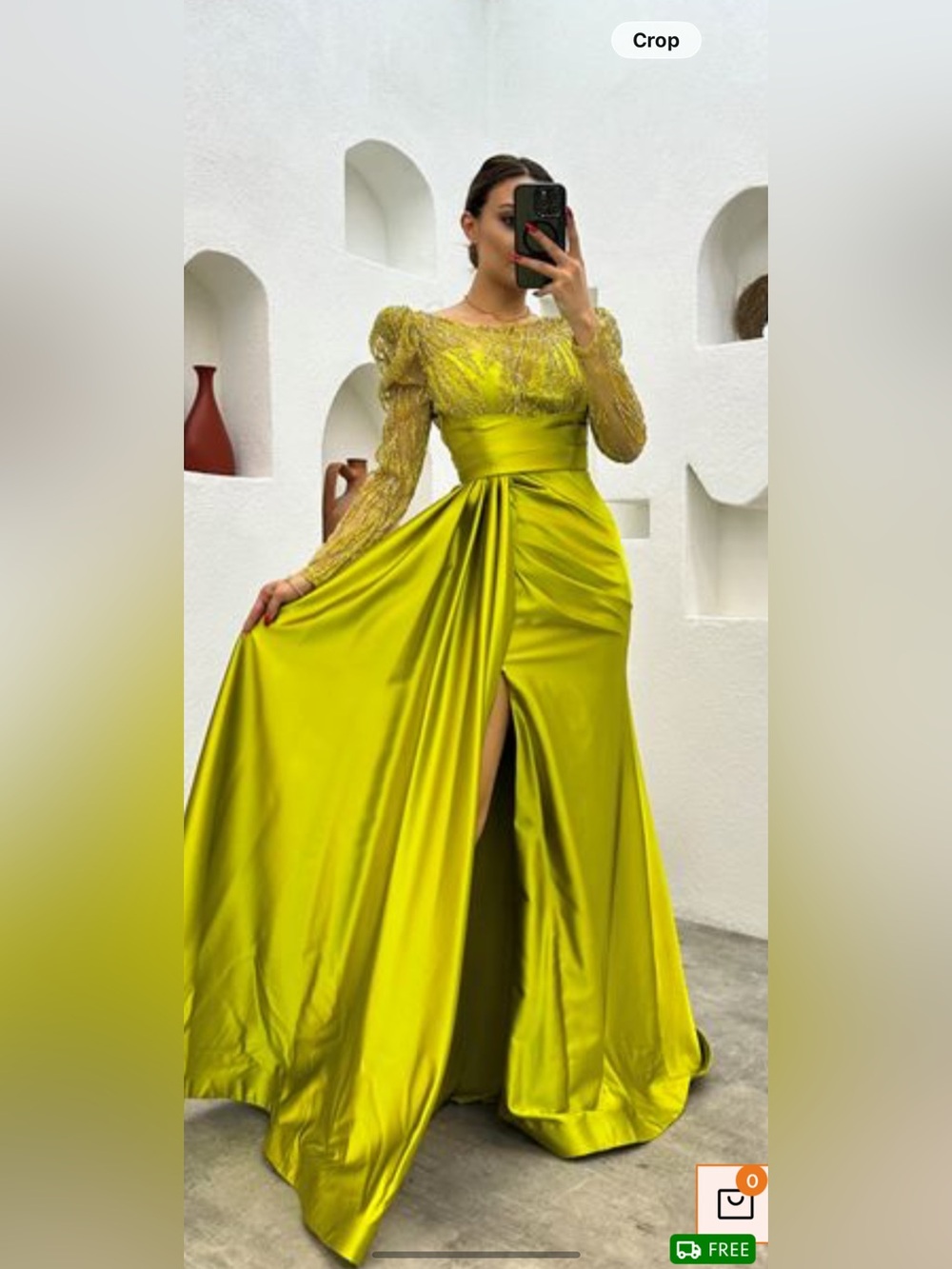 Prom Elegant Lime Green Satin Evening Gown with Lace Bodice